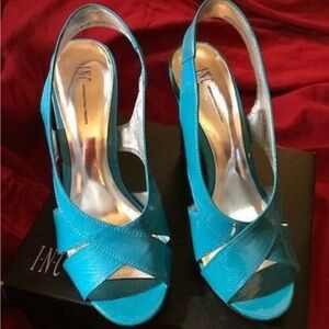 INC International Concepts Turquoise Slingback (Chunky) Heels